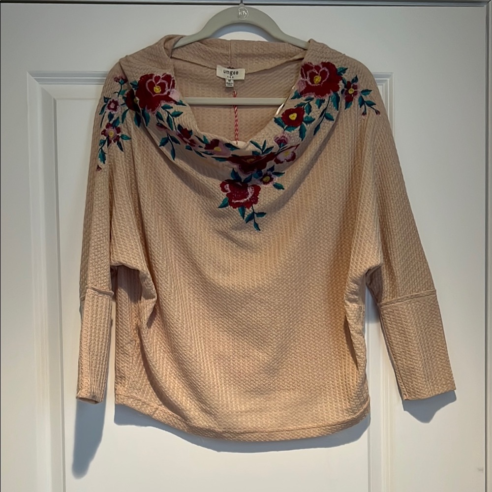 Umgee Textured Cowl Neck Top